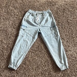 Light Blue Cargo Women Jeans